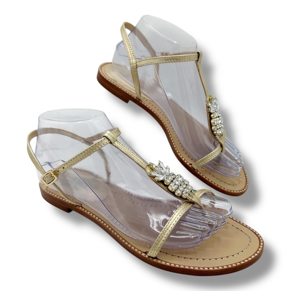Kate Spade New‎ York Gold Embellished Pineapple Flat Sandals Women's Size 8.5M